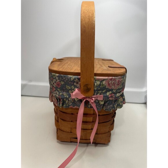 Longaberger 1991 Mothers Day LID Purse Basket / Floral Fabric Liner (Retired) - Picture 6 of 13